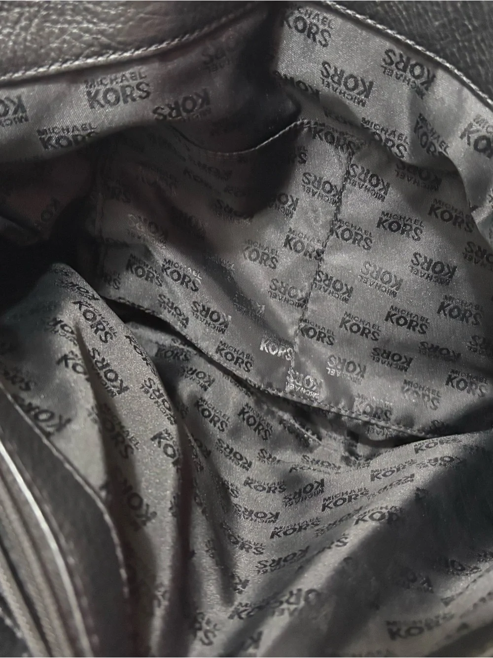 Michael Kors Black Leather Satchel with Gold Plate Accents